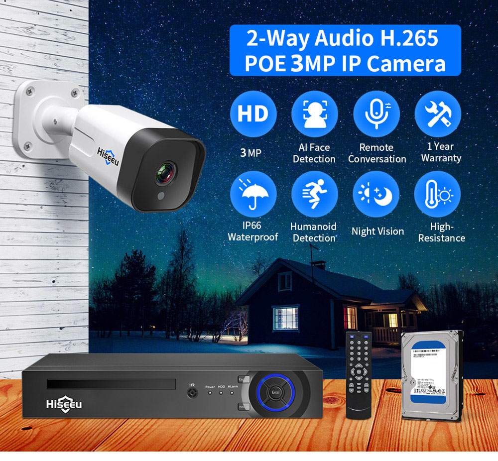 Hiseeu IP POE 3MP CCTV sigurnosna nadzorna kamera za 201 €