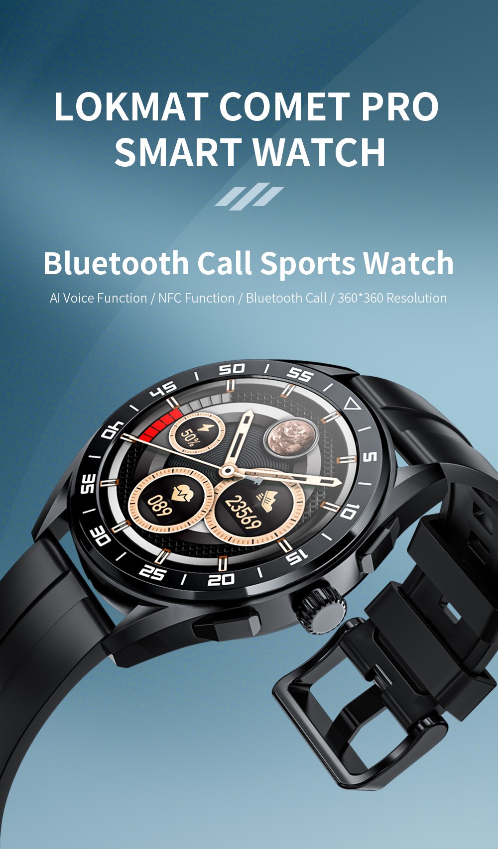 Get LOKMAT COMET PRO Smartwatch Bluetooth Calling Watch 1.32'' Screen for only 30€ with our Coupon on GEEKBUYING