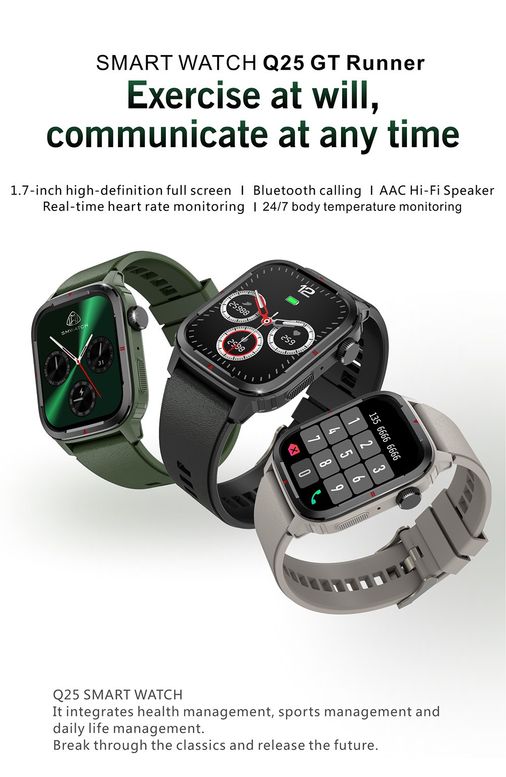 Get the Makibes Q25 Smartwatch Bluetooth Calling Watch for just 19€ with Coupon